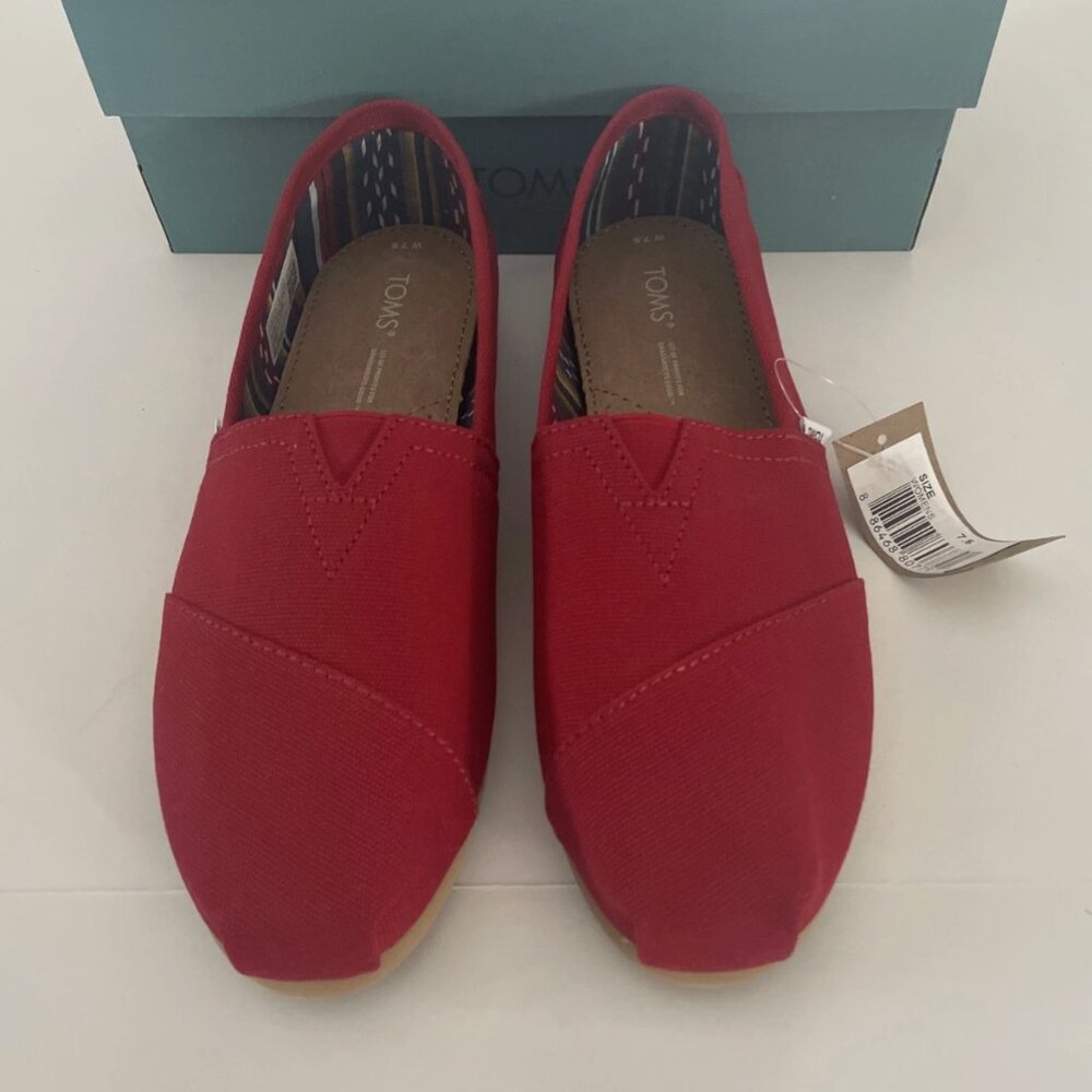 NEW!! Toms Women's Alpargata Classic Red Canvas Shoes Size 7.5